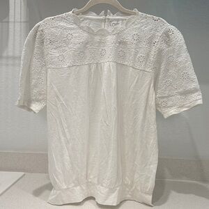 LOFT Women's Cream Eyelet Blouse